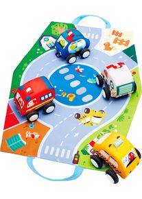 Spielzeug-Auto HAPE "Pl&uuml;schauto-Set mit R&uuml;ckziehmotor", bunt, Spielzeugfahrzeuge, KinderB:38cm H:25cm T:9,5cm, Spielzeug-Auto, B:38cm H:25cm T:9,5cm