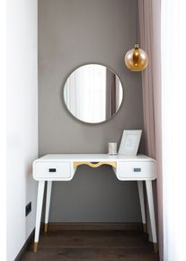 Dekospiegel Mirrors and More "Mila", gold (goldfarben), B:50cm H:50cm T:1cm &Oslash;:50cm, Spiegelglas, Spiegel, Dekospiegel, Wandspiegel, rund, &Oslash; 50 cm, lackiertes Metall