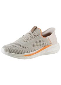 Slip-On Sneaker Skechers "SLADE-QUINTO", Herren, Gr. 45, orange (sandfarben, orange), Mesh, Textil, kontrastfarbene Details, Schuhe Slip-On Sneaker, Slipper, Freizeitschuh mit dezenten Kontrastbesatz