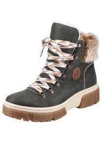 Winterboots Rieker, Damen, Gr. 42, gr&uuml;n, Lederimitat, Textil, Schuhe Winterboots, Winterstiefelette, Schn&uuml;rboots, Plateau, mit Warmfutter-Ausstattung