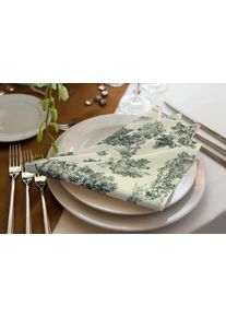 Stoffserviette Adam "Good Old Days" Gr. 1, gr&uuml;n (dunkelgr&uuml;n, natur), B:30cm L:30cm, Obermaterial: 100% Baumwolle, Servietten, Stoffserviette, GOTS organic,zertifiziert durch CERES 0242Made in Germany