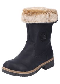 Winterstiefelette Rieker, Damen, Gr. 41, schwarz, Lederimitat, Textil, Schuhe Winterstiefelette, Winterboots, Warmfutter, Blockabsatz, mit Innenrei&szlig;verschluss