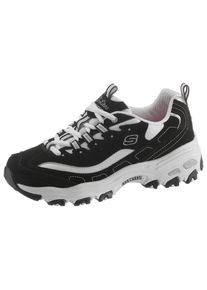 Sneaker Skechers "D&acute;Lites - Biggest Fan", Damen, Gr. 38, schwarz-wei&szlig; (schwarz, wei&szlig;), Leder, Synthetik, Textil, Schuhe Sneaker, Freizeitschuh, Halbschuh, Schn&uuml;rschuh im trendigen Chunky-Style