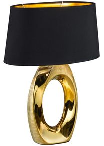 REALITY LEUCHTEN Schreibtischlampe "Taba", gold (goldfarben), 1, H: 52cm, 1 Stk., Leuchten, Nachttischlampe, Tischlampe golfarbig, Stoffschirm in schwarz/gold, Schreibtischlampe