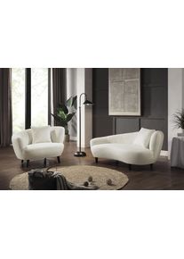 Loungesessel "Olivia", beige (creme), B:116cm H:76cm T:90cm, ATLANTIC HOME COLLECTION, Sessel, Loungesessel, XXL-Sessel, Nierenform-Sessel mit Zierkissen im Originalbezug