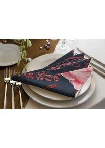 Stoffserviette Adam "Eden" Gr. 1, bunt (dunkelblau, pink), B:30cm L:30cm, Obermaterial: 100% Baumwolle, Servietten, Stoffserviette, GOTS organic,zertifiziert durch CERES 0242Made in Germany