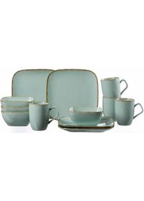 Ritzenhoff & Breker Fr&uuml;hst&uuml;cks-Geschirrset RITZENHOFF & BREKER "Service, CASA Vintage/Used-Look", blau, 12 Stk., Porzellan, Geschirr-Sets, Fr&uuml;hst&uuml;cks-Geschirrset, (Teller, Schale, Kaffeebecher) 12 Teile, f&uuml;r 4 Personen