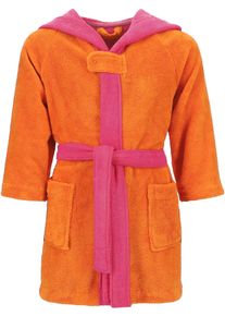 Kinderbademantel Vossen "Bixie, ideal f&uuml;r Sauna & Spa, Hotelbademantel, Morgenmantel" Gr. 146, orange (electric orange, prim rose), L:96cm, Baumwoll-Mix, Hausm&auml;ntel, Kinderbademantel, Doubleface-Look