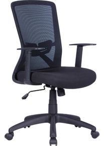 B&uuml;rostuhl ByLiving "Long", schwarz (schwarz, schwarz, schwarz), Webstoff, 100% Polyester, St&uuml;hle, B&uuml;rostuhl, Mesh-Webstoff in schwarz, Wippmechanik mit H&auml;rtegradeinstellung