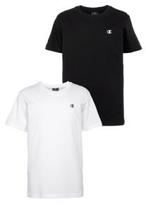T-Shirt Champion, Jungen, Gr. S (128/134), schwarz-wei&szlig; (wei&szlig;, schwarz), Jersey, Obermaterial: 100% Baumwolle, unifarben, schmal normal, Rundhals, abgesteppt, Shirts T-Shirt, f&uuml;r Kinder