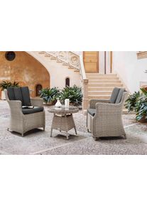 Balkonset Destiny "LUNA MALAGA", wei&szlig; (vintage wei&szlig;, hellgrau, vintage grau, grau), Polyester, Aluminium, Geflecht Rattan, Glas, Sitzm&ouml;bel-Sets, Balkonset, Aluminium, Polyrattan