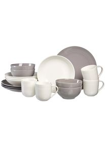 Ritzenhoff & Breker Kombiservice RITZENHOFF & BREKER "Geschirr-Set, Service Levi", grau (grau, wei&szlig;), 16 Stk., Porzellan, Geschirr-Sets, Kombiservice, Grau-Wei&szlig;, 16 Teile, f&uuml;r 4 Personen