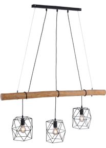 JUST LIGHT Pendelleuchte "EDGAR", braun (schwarz, braun), 3, 1 Stk., Leuchten, H&auml;ngeleuchte, H&auml;ngelampe, Pendelleuchte