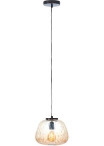 Brilliant Pendelleuchte "Kaizen", schwarz (amber, bernstein, schwarz matt), 1, &Oslash; 25cm, 1 Stk., Leuchten, Riffelglas, D 25 cm, E27, k&uuml;rzbar, Amber-Bernsteinfarben, Pendelleuchte