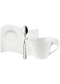 Villeroy & Boch Cappuccinotasse VILLEROY & BOCH "New Wave Caf&egrave;", wei&szlig;, B:12,5cm H:8,5cm &Oslash;:9,5cm, Edelstahl Rostfrei, Fine China-Porzellan, Trinkgef&auml;&szlig;e, Cappuccinotasse, Made in Germany, Fine China Porzellan