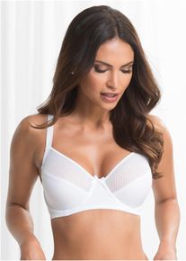 Minimizer-BH bonprix "Minimizer-BH mit Mesh", Damen, Gr. 75, Cup D, wei&szlig;, Obermaterial: 80% Polyamid, 20% Elasthan. Futter: 92% Polyamid, 8% Elasthan. Spitze: 100% Polyamid, BHs Minimizer-BH, mit elastischem Anteil, minimierende Passform, mit graphischem Mesh