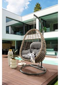 H&auml;ngesessel Destiny "COCO SUNRISE", grau (grau, meliert), B:95cm H:195cm T:65cm, Obermaterial: 100% Polyester. F&uuml;llung: 50% Polyester, 50% Polyurethan, Sessel, H&auml;ngesessel, Stahl, Polyrattan, mit Gestell, inkl. Auflagen