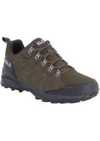 Wanderschuh Jack Wolfskin "REFUGIO TEXAPORE LOW M", Herren, Gr. 43, gr&uuml;n (khaki, phantom), Leder, Textil, Schuhe Wanderschuh, wasserdicht, Trekkingschuh