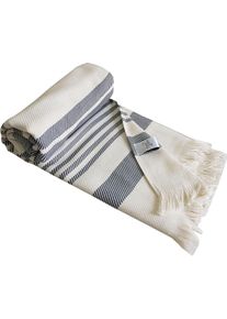 Hamamtuch Framsohn FROTTIER "Boho Living - Steifen Muster", grau (beige, anthrazit, grau), B:100cm L:180cm, Hamam Frottier, Baumwolle, Handt&uuml;cher, Hamamtuch, 100x180, gestreift & mit Fransen, ideal als Strandtuch, Sauna, Reise