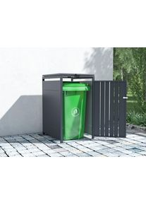 M&uuml;lltonnenbox Konifera "Bilbao", dunkelgrau, t&uuml;r in holzoptik, Stahl, Aufbewahrungsboxen, M&uuml;lltonnenbox, abschlie&szlig;bar & pulverbeschichtet, BxTxH: 68x80x117 cm