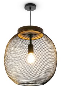 Paco Home Pendelleuchte "TRAPU", schwarz, &Oslash; 40cm H: 42cm, Leuchten, Pendelleuchte Esstisch Metall Korb Retro Pendellampe Vintage E27, Pendelleuchte