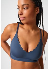 Bustier Skiny "Micro Essentials", Damen, Gr. 38, N-Gr, vintage indigo, Obermaterial: 72% Polyamid, 28% Elasthan, unifarben, Basic, k&ouml;rpernah, BHs Bustier, herausnehmbare Pads, nahtlos, V-Ausschnitt, ohne B&uuml;gel