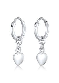 Paar Creolen Elli "Ohrringe Creolen Herz Liebe Romantik 925 Silber" Gr. 20, silber, Ohrringe, Damen, ohne Stein, Silber 925 (Sterlingsilber), Paar Creolen