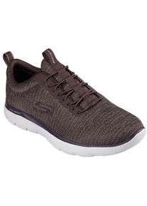 Slip-On Sneaker Skechers "SUMMITS-", Herren, Gr. 47,5, braun (braun, schwarz), Textil, Schuhe Slip-On Sneaker, Slipper, Freizeitschuh, Halbschuh mit Elastic Schn&uuml;rsenkel