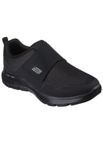 Slip-On Sneaker Skechers "FLEX ADVANTAGE 4.0-UPSHIFT", Herren, Gr. 44, schwarz, Leder, Synthetik, Textil, Schuhe Slip-On Sneaker, Slipper, Freizeitschuh im monochromen Look