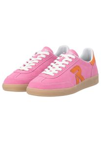 Sneaker RIEKER SPORT "San Diego Swing2GO", Damen, Gr. 42, pink (pink, orange), Veloursleder, unifarben mit Farbeinsatz, Schuhe Sneaker, Retro-Sneaker, Freizeitschuh, Halbschuh mit herausnehmbarem Fu&szlig;bett