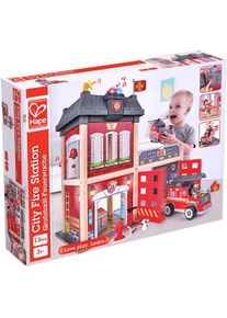 Spiel-Feuerwehrwache HAPE "Gro&szlig;stadt-Feuerwache", bunt, Fahrzeug-Spielwelten, KinderB:60cm H:48cm T:30cm, Holz, Kunststoff, Spiel-Feuerwehrwache, aus Holz, B:60cm H:48cm T:30cm