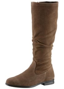 Stiefel Tamaris, Damen, Gr. 36, Normalschaft, braun, Veloursleder, unifarben, Schuhe Stiefel, mit modischen Faltungen am Schaft