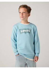 Sweatshirt LEVI'S KIDS "LVB LVB FRENCH TERRY BATWING", Jungen, Gr. 8 (128), forget me not, Sweatware, Obermaterial: 60% Baumwolle, 40% Polyester, bedruckt, Basic normal, Rundhals, Rippb&uuml;ndchen, Sweatshirts Sweatshirt, mit gro&szlig;em Logo