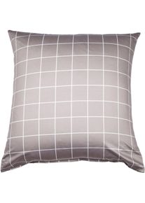 Kissenbezug Janine "modernclassic 39025, Mako-Satin aus 100% Baumwolle", braun (vulkan), B:80cm L:80cm, Mako-Satin, Obermaterial: 100% Baumwolle, Kissenbez&uuml;ge, Kissenbezug, mit Rei&szlig;verschluss, in Gr. 40x80 oder 80x80 cm, mit Karos und Streifen
