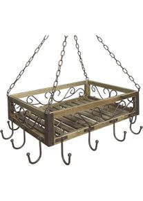 H&auml;ngekorb AMBIENTE HAUS "Topfh&auml;nger aus gebranntem Holz/Eisen", beige (natur), B:50cm H:16cm T:40cm, Holzwerkstoff, Aufbewahrungsboxen, H&auml;ngekorb