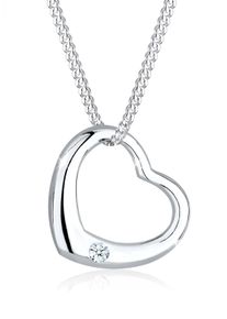 Silberkette Elli DIAMONDS "Halskette Herz Liebe Romantik Diamant (0.03 ct.) 925 Silber" Gr. 45, wei&szlig;, Halsketten, Damen, Silber 925 (Sterlingsilber), Silberkette