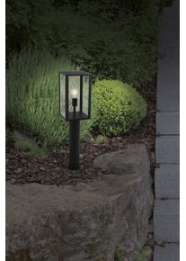 Au&szlig;en-Stehlampe N&Auml;VE "AILA", schwarz, B:20cm H:80cm T:20cm, Leuchten, Au&szlig;en-Stehlampe, Sockelleuchte, eckig, exkl. 1x E27 60W, Glas, Aluminium, schwarz
