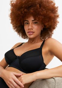 Minimizer-BH bonprix "Minimizer-BH mit Mesh", Damen, Gr. 85, Cup C, schwarz, Obermaterial: 80% Polyamid, 20% Elasthan. Futter: 92% Polyamid, 8% Elasthan. Spitze: 100% Polyamid, BHs Minimizer-BH, mit elastischem Anteil, minimierende Passform, mit graphischem Mesh