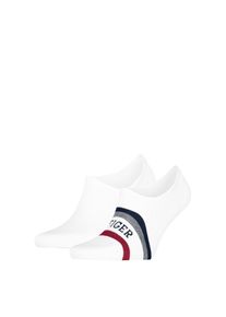 F&uuml;&szlig;linge Tommy Hilfiger "TH MEN FOOTIE 2P HILFIGER TAB", Herren, Gr. 43-46, wei&szlig;, Baumwolle, Elasthan, Polyamid, gestreift, unifarben mit Farbeinsatz, Socken F&uuml;&szlig;linge, mit Anti-Rutsch Technologie
