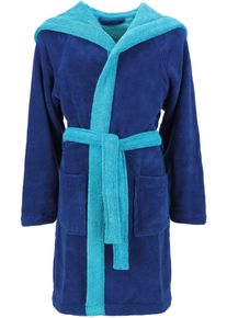 Kinderbademantel Vossen "Bixie, ideal f&uuml;r Sauna & Spa, Hotelbademantel, Morgenmantel" Gr. 134, blau (reflex blau, ice blau), L:88cm, Baumwoll-Mix, Hausm&auml;ntel, Kinderbademantel, Doubleface-Look