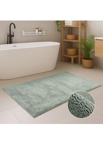 Badematte Carpet City "PURE500, Badteppich uni", gr&uuml;n, H:16mm, Polyester, Badematten, Badematte, Teppich Badezimmer, Badvorleger, Anti-Rutsch, Waschbar, Duschmatte