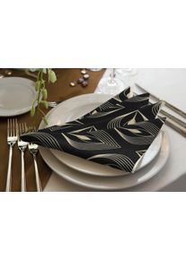 Stoffserviette Adam "Feathers" Gr. 1, beige (natur, schwarz), B:30cm L:30cm, Obermaterial: 100% Baumwolle, Servietten, Stoffserviette, GOTS organic,zertifiziert durch CERES 0242Made in Germany