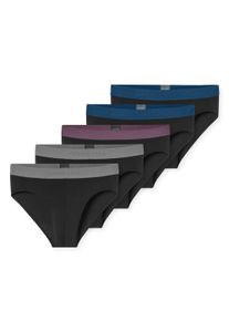 Slip Schiesser "Slip Slips 5P 95/5 5er Pack", Herren, Gr. XL, bunt (schwarz, grau, blau), Obermaterial: 95% Baumwolle CO. 5% Elasthan EL., Unterhosen Slip