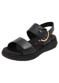 Riemchensandale Remonte, Damen, Gr. 38, schwarz, Leder, unifarben, Schuhe Riemchensandale, Sandale, Bequemschuh, Sommerschuh mit praktischen Klettverschl&uuml;ssen
