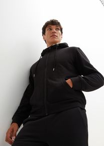 Kapuzensweatjacke bonprix "Thermo-Sweatjacke mit Kuschel-Fleece-Futter", Herren, Gr. 60/62 (XXL), schwarz, Sweatware, Obermaterial: 60% Baumwolle, 40% Polyester. Futter: 100% Polyester, unifarben, regular fit h&uuml;ftbedeckend, Rippb&uuml;ndchen, Sweatjacken Kapuzensweatjacke, mit Kapuze, mit Kuschel-Fleece-Futter, aus Baumwolle und Polyester