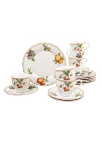 Kaffeeservice Creatable "Geschirr-Set Flora Orchard", bunt (wei&szlig;, bunt), 18 Stk., Porzellan, Geschirr-Sets, Kaffeeservice, Service, 18 Teile, f&uuml;r 6 Personen