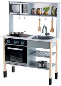 Spielk&uuml;che klein "Miele", grau, Spielk&uuml;chen, KinderB:70cm H:91cm T:30cm, MDF, Spielk&uuml;che, mit Zubeh&ouml;r aus Holz und Metall, B:70cm H:91cm T:30cm