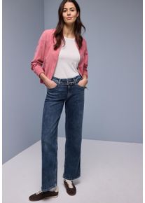 Loose-fit-Jeans Street One "Style Emee", Damen, Gr. 28, L&auml;nge 30, medium blau soft washed, Denim/Jeans, Obermaterial: 76% Baumwolle, 18% Lyocell, 4% Elastomultiester, 2% Elasthan, unifarben, loose fit lang, Jeans Loose-fit-Jeans, mit praktischem Denim-G&uuml;rtel