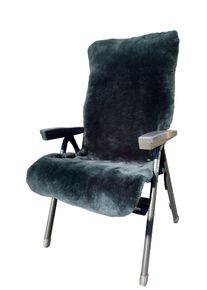 &Uuml;berwurf Heitmann Felle "Lammfell-Auflage f&uuml;r Garten- und Campingst&uuml;hle, Sitzauflage", grau (anthrazit), B:60cm L:130cm, Lammfell, Wohndecken, &Uuml;berwurf, geschorenes Lammfell, warm & kuschelig, perfekt f&uuml;r Garten und Camping