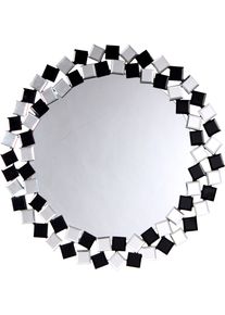 Dekospiegel Kayoom "Mosaic 1825", schwarz, B:80cm H:1,6cm T:80cm &Oslash;:80cm, Metallhaken, Spiegelglas, Spiegel, Dekospiegel, Wandspiegel